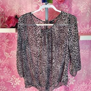 East 5th Leopard Print Sheer Blouse